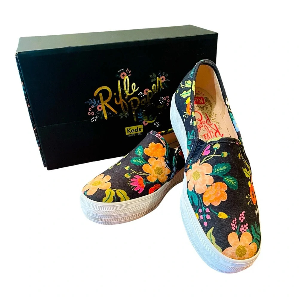 Keds Women's Floral Slip-On Shoes - Black and Multicolor